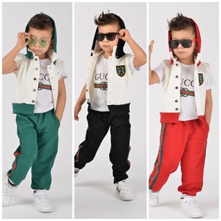 Erkek Çocuk Yelekli Yeşil Takım-Erkek Çocuk Alt Üst Takım-Bebegimindolabinda.com