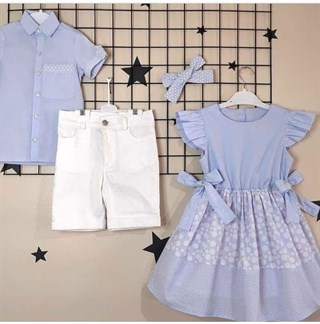 Kız Çocuk Mavi Elbise-Kız Çocuk Elbise-Bebegimindolabinda.com
